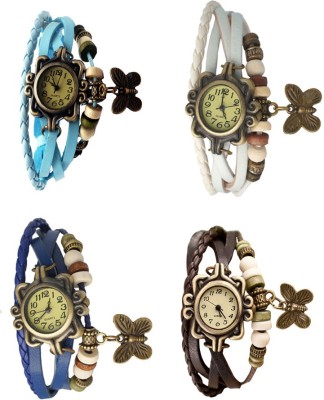 NS18 Vintage Butterfly Rakhi Combo of 4 Sky Blue, Blue, White And Brown Analog Watch  - For Women   Watches  (NS18)