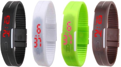 NS18 Silicone Led Magnet Band Combo of 4 Black, White, Green And Brown Digital Watch  - For Boys & Girls   Watches  (NS18)