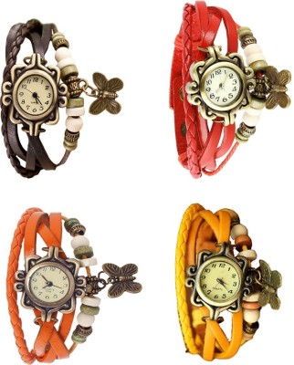 NS18 Vintage Butterfly Rakhi Combo of 4 Brown, Orange, Red And Yellow Analog Watch  - For Women   Watches  (NS18)