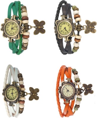 NS18 Vintage Butterfly Rakhi Combo of 4 Green, White, Black And Orange Analog Watch  - For Women   Watches  (NS18)