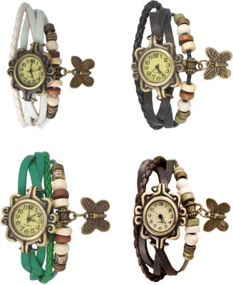 NS18 Vintage Butterfly Rakhi Combo of 4 White, Green, Black And Brown Analog Watch  - For Women   Watches  (NS18)