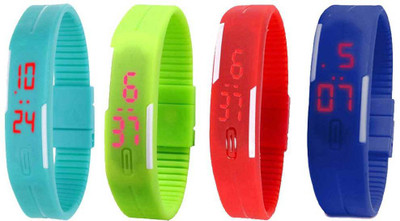 

Kissu Led Magnet Band Combo of 4 Sky Blue, Green, Red And Blue Watch - For Men & Women