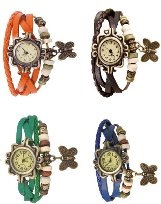NS18 Vintage Butterfly Rakhi Combo of 4 Orange, Green, Brown And Blue Analog Watch  - For Women   Watches  (NS18)