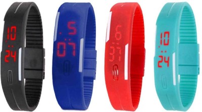 NS18 Silicone Led Magnet Band Watch Combo of 4 Black, Blue, Red And Sky Blue Digital Watch  - For Couple   Watches  (NS18)