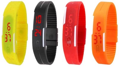 NS18 Silicone Led Magnet Band Combo of 4 Yellow, Black, Red And Orange Digital Watch  - For Boys & Girls   Watches  (NS18)