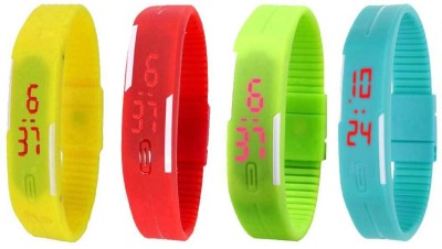 NS18 Silicone Led Magnet Band Watch Combo of 4 Yellow, Red, Green And Sky Blue Digital Watch  - For Couple   Watches  (NS18)