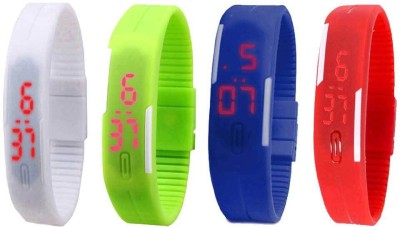 NS18 Silicone Led Magnet Band Watch Combo of 4 White, Green, Blue And Red Digital Watch  - For Couple   Watches  (NS18)