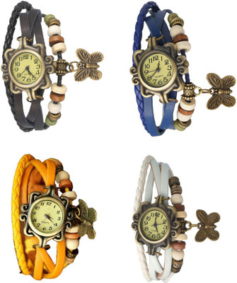 

Kissu Vintage Rakhi Combo of 4 Black, Yellow, Blue And White Watch - For Women