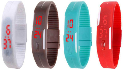 

Kissu Led Magnet Band Combo of 4 White, Brown, Sky Blue And Red Watch - For Men & Women