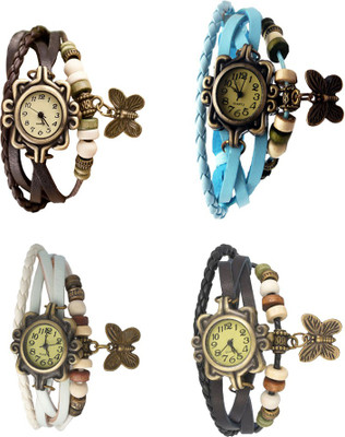 

Kissu Vintage Rakhi Combo of 4 Brown, White, Sky Blue And Black Watch - For Women