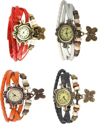 

Kissu Vintage Rakhi Combo of 4 Red, Orange, White And Black Watch - For Women