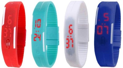 NS18 Silicone Led Magnet Band Combo of 4 Red, Sky Blue, White And Blue Digital Watch  - For Boys & Girls   Watches  (NS18)