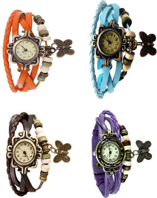 

NS18 Vintage Butterfly Rakhi Combo of 4 Orange, Brown, Sky Blue And Purple Watch - For Women