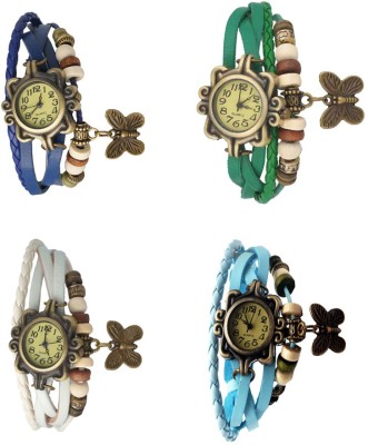 NS18 Vintage Butterfly Rakhi Combo of 4 Blue, White, Green And Sky Blue Analog Watch  - For Women   Watches  (NS18)