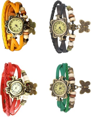 NS18 Vintage Butterfly Rakhi Combo of 4 Yellow, Red, Black And Green Analog Watch  - For Women   Watches  (NS18)