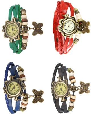 NS18 Vintage Butterfly Rakhi Combo of 4 Green, Blue, Red And Black Analog Watch  - For Women   Watches  (NS18)