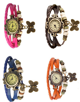

NS18 Vintage Butterfly Rakhi Combo of 4 Pink, Blue, Brown And Orange Watch - For Women