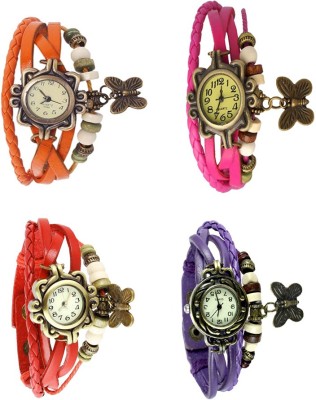 NS18 Vintage Butterfly Rakhi Combo of 4 Orange, Red, Pink And Purple Analog Watch  - For Women   Watches  (NS18)