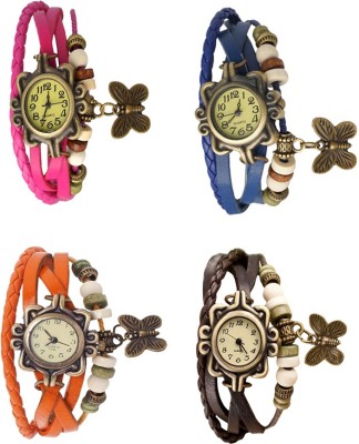 NS18 Vintage Butterfly Rakhi Combo of 4 Pink, Orange, Blue And Brown Analog Watch  - For Women   Watches  (NS18)