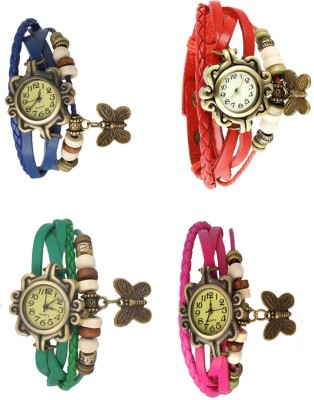 NS18 Vintage Butterfly Rakhi Combo of 4 Blue, Green, Red And Pink Analog Watch  - For Women   Watches  (NS18)