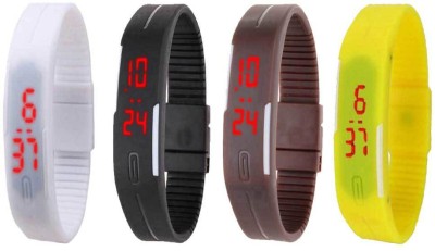 NS18 Silicone Led Magnet Band Combo of 4 White, Black, Brown And Yellow Digital Watch  - For Boys & Girls   Watches  (NS18)