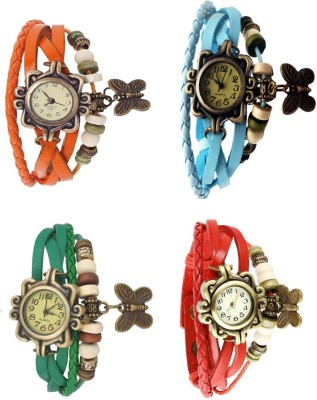 NS18 Vintage Butterfly Rakhi Combo of 4 Orange, Green, Sky Blue And Red Analog Watch  - For Women   Watches  (NS18)