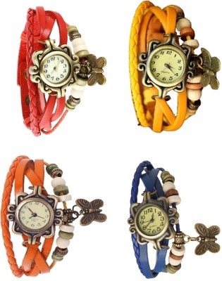 NS18 Vintage Butterfly Rakhi Combo of 4 Red, Orange, Yellow And Blue Analog Watch  - For Women   Watches  (NS18)