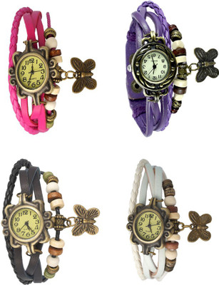 

NS18 Vintage Butterfly Rakhi Combo of 4 Pink, Black, Purple And White Watch - For Women