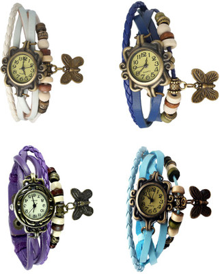 

Kissu Vintage Rakhi Combo of 4 White, Purple, Blue And Sky Blue Watch - For Women