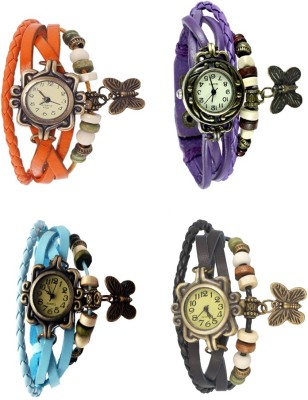 NS18 Vintage Butterfly Rakhi Combo of 4 Orange, Sky Blue, Purple And Black Analog Watch  - For Women   Watches  (NS18)