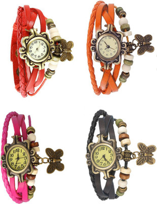 

Kissu Vintage Rakhi Combo of 4 Red, Pink, Orange And Black Watch - For Women