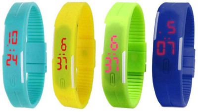 

Kissu Led Magnet Band Combo of 4 Sky Blue, Yellow, Green And Blue Watch - For Men & Women