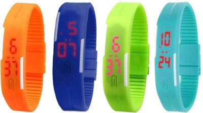 NS18 Silicone Led Magnet Band Watch Combo of 4 Orange, Blue, Green And Sky Blue Digital Watch  - For Couple   Watches  (NS18)