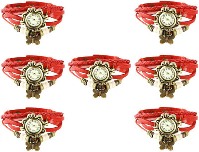 

Kissu Vintage Rakhi Combo of 7 Red Watch - For Women