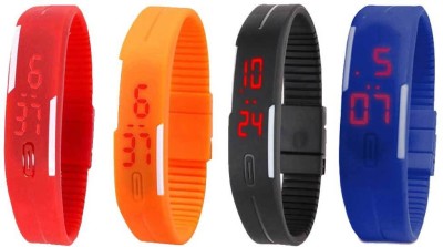 NS18 Silicone Led Magnet Band Combo of 4 Red, Orange, Black And Blue Digital Watch  - For Boys & Girls   Watches  (NS18)