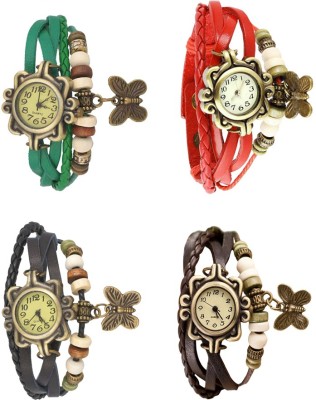 NS18 Vintage Butterfly Rakhi Combo of 4 Green, Black, Red And Brown Analog Watch  - For Women   Watches  (NS18)
