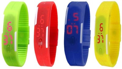 NS18 Silicone Led Magnet Band Combo of 4 Green, Red, Blue And Yellow Digital Watch  - For Boys & Girls   Watches  (NS18)