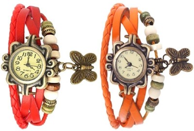Ravishing Bracelet Red & Orange Analog Watch  - For Girls   Watches  (Ravishing)