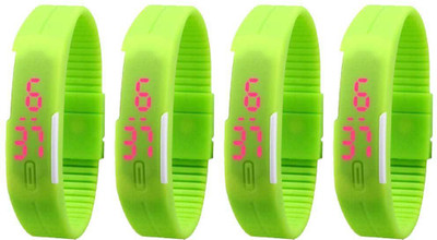 

Kissu Led Magnet Band Combo of 4 Green Watch - For Men & Women