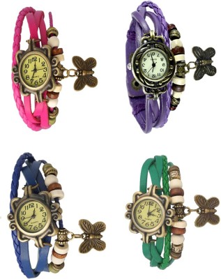 NS18 Vintage Butterfly Rakhi Combo of 4 Pink, Blue, Purple And Green Analog Watch  - For Women   Watches  (NS18)