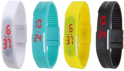 NS18 Silicone Led Magnet Band Combo of 4 White, Sky Blue, Yellow And Black Digital Watch  - For Boys & Girls   Watches  (NS18)