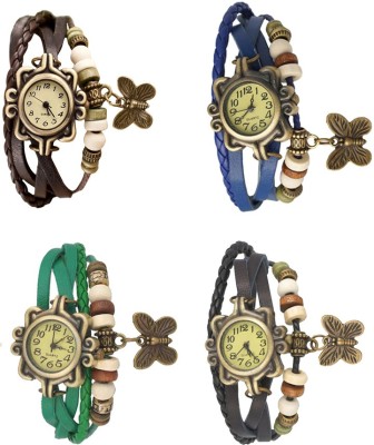 NS18 Vintage Butterfly Rakhi Combo of 4 Brown, Green, Blue And Black Analog Watch  - For Women   Watches  (NS18)