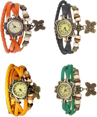 NS18 Vintage Butterfly Rakhi Combo of 4 Orange, Yellow, Black And Green Analog Watch  - For Women   Watches  (NS18)