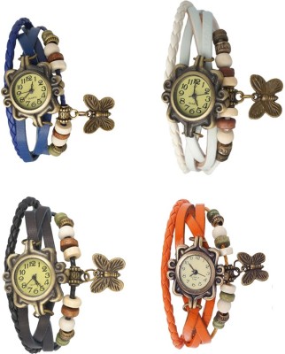 NS18 Vintage Butterfly Rakhi Combo of 4 Blue, Black, White And Orange Analog Watch  - For Women   Watches  (NS18)