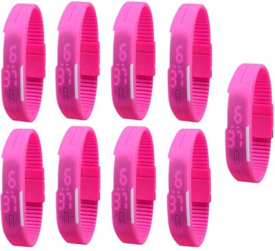 NS18 Silicone Led Magnet Band Combo of 9 Pink Digital Watch  - For Boys & Girls   Watches  (NS18)