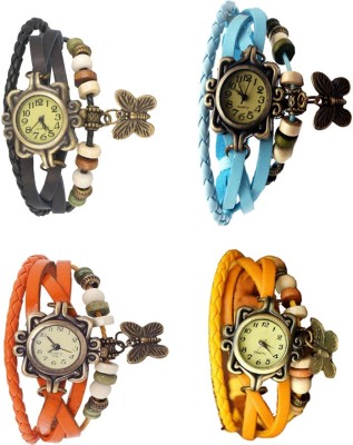 NS18 Vintage Butterfly Rakhi Combo of 4 Black, Orange, Sky Blue And Yellow Analog Watch  - For Women   Watches  (NS18)