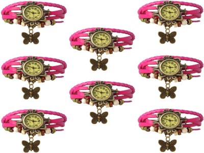 NS18 Vintage Butterfly Rakhi Combo of 8 Pink Analog Watch  - For Women   Watches  (NS18)