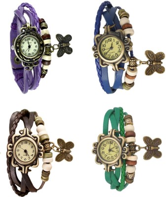 NS18 Vintage Butterfly Rakhi Combo of 4 Purple, Brown, Blue And Green Analog Watch  - For Women   Watches  (NS18)