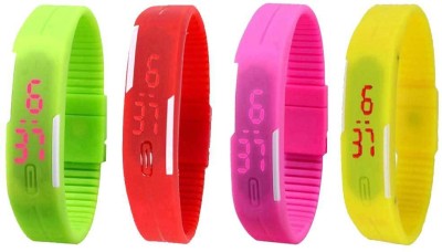 NS18 Silicone Led Magnet Band Combo of 4 Green, Red, Pink And Yellow Digital Watch  - For Boys & Girls   Watches  (NS18)