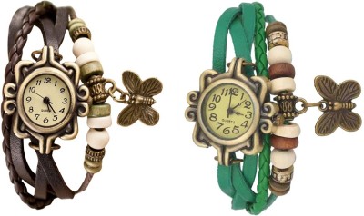 NS18 Vintage Butterfly Rakhi Watch Combo of 2 Brown And Green Analog Watch  - For Women   Watches  (NS18)